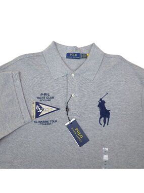 Polo Ralph Lauren Mens Yacht Club Polo Shirt XLT Cotton Horse Yacht Club Gray